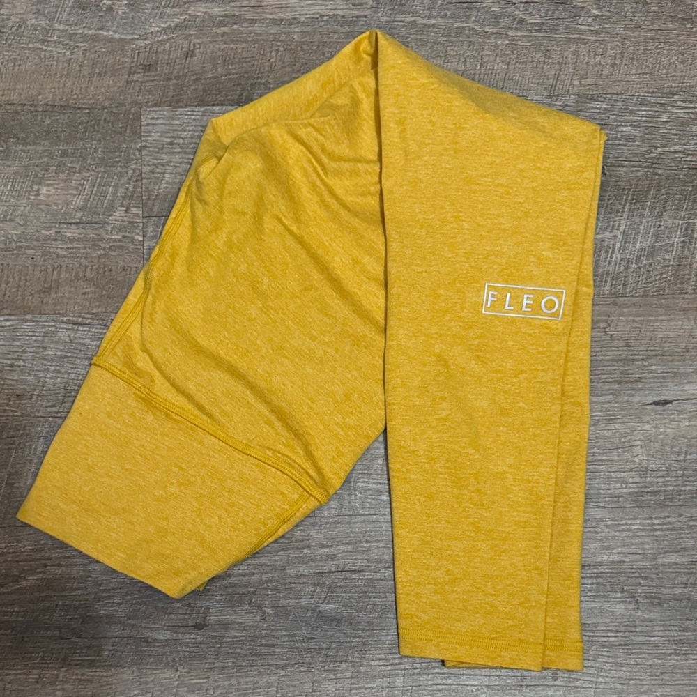 Fleo Heathered Yellow Activewear Leggings Medium